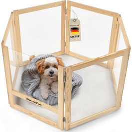 Кія для собак Емма, переносний вольєр для цуценят з масиву дерева та акрилового скла, 60 см, сучасний дизайн