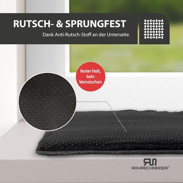 Кішка ліжко-лежанка на підвіконня з самонагрівальною підстилкою | З антиковзаючою основою | Зручне кішка ліжко з м'якого корду | Розмір 2 (90 x 29 см) | Темно-сірий колір | Зроблено в ЄС