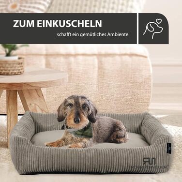 Крісло-ліжко для собак, миюче, для маленьких та середніх порід, з подушкою Cord, бежеве (70x50 см), з пакетиками для збору відходів, Cordstoff, широке