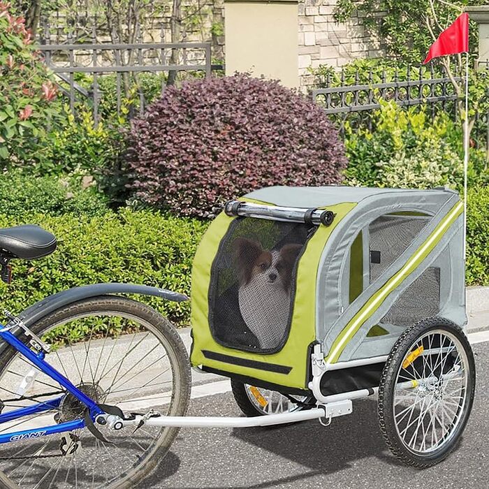 Причіп 2-в-1 для дітей та собак, велосипедний причіп, функція бігу, максимальне навантаження 40 кг (Жовто-сірий)