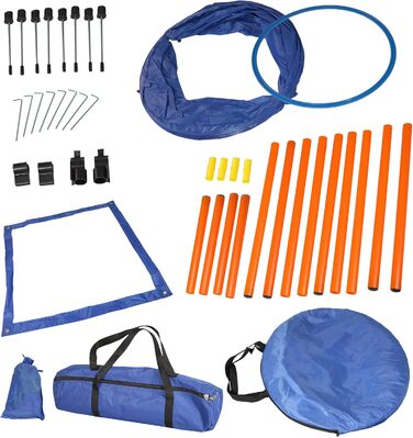 Набір для аджиліті Lemodo для малих та середніх собак | Набір для дресирування з бар'єрами, тунелем та кільцем | Початковий набір для собачого спорту