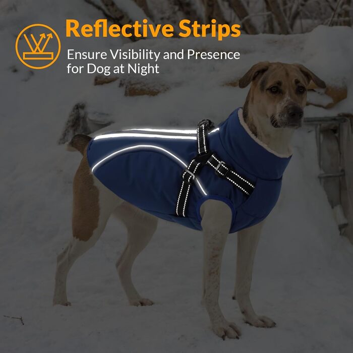 Теплий зимовий одяг для собак CITE TOILE: куртка з блискавкою, захист від вітру, світловідбиваючі смуги, повдішок, розмір XXL, блакитний