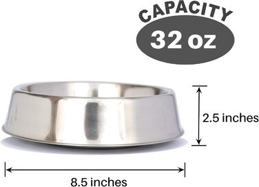 ICONIC PET Миска для собак та котів 900 мл з нержавіючої сталі, 4 чашки, з антиковзким дном, безшумна, захист від мурах, унікальний дизайн