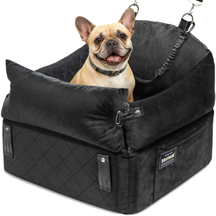 Автокрісло для собак EASTBLUE: комфортне та безпечне автоліжко для собак малого та середнього розміру (до 15,9 кг), чорного кольору, середнього розміру