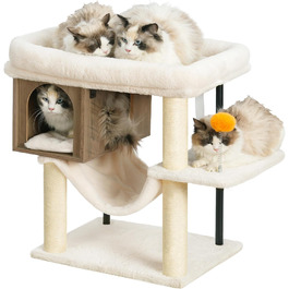 Котячий будиночок з дряпалкою Heybly HCT017WB (Rustic Gray) - велика платформа 54x40 см, висота 57.5 см