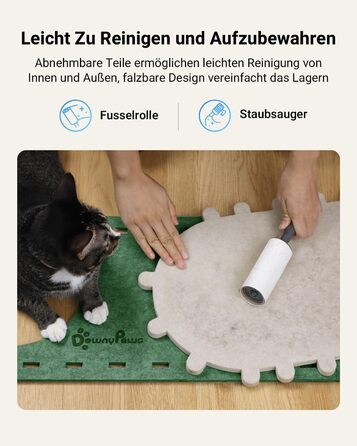 Кігтеточка-будиночок для котів DownyPaws з фетру, 2-ярусна, 50x33x50 см, зелена