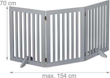 Захисна огорожа Relaxdays 70x154 см, складна, для собак і дітей, з ніжками, сіра