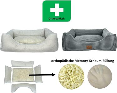 Ортопедичне ліжко для собак Elropet з м'якого корду, кошик для собак, XS/S/M/L/XL, сірий мишачий (120x90x25 см)