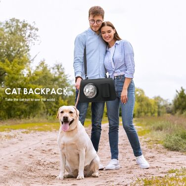 PETCUTE Транспортна сумка для собак та котів, складана, дихаюча, з регульованим плечовим ременем, знімний килимок, схвалена авіакомпаніями, чорна