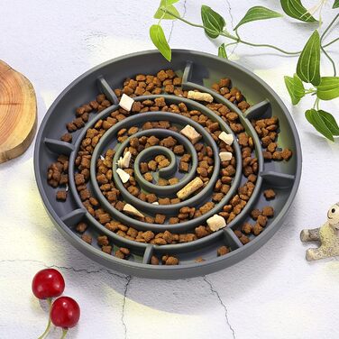 Антислизький насадковий миска для собак та котів, Slow Feeder, силікон, велика, сіра