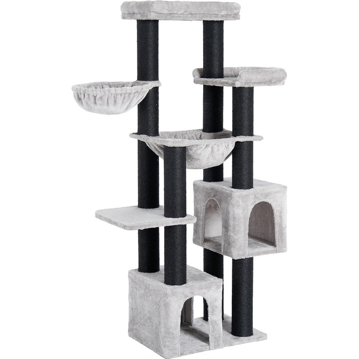 Великий котячий будиночок Kratzbaum Groß: 164 см, для великих котів (Maine Coon), стабільний, з гамаком, платформами та печерею