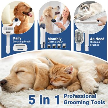 Пылесос для ухода за шерстью домашних животных, набор для груминга собак, 3 режима всасывания, объем контейнера 2,1 л, для сбора шерсти