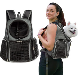Сумка-переноска для собак та котів, чорна, регульована, для подорожей, хандрингу та кемпінгу, для цуценят та маленьких тварин