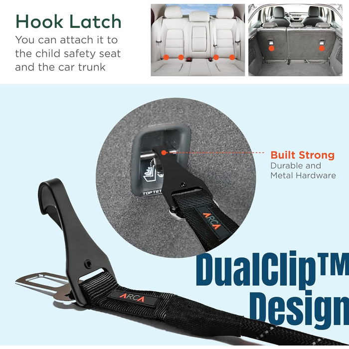 ARCA PET Пояс для безпеки собаки, універсальний, світловідбиваючий, міцний, автомобільний ремінь безпеки для собак, з кліпсами, пряжками та карабінами з легованої сталі, армійного кольору