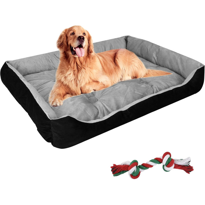 Крісло-ліжко для собак великих порід, м'яке, зручне, чорно-сіре, 90x70 см
