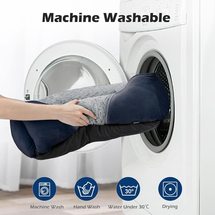 Ортопедичне ліжко для собак INVENHO, прямокутне, м'яке, миюче, з антиковзною основою, XL (35'x 25'x 9'), Marineblau (темно-синій)