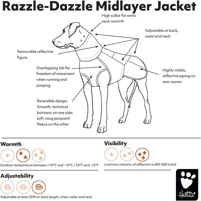 Собачий двосторонній утеплений жилет Hurtta Razzle-Dazzle, буряк, 40,6 см