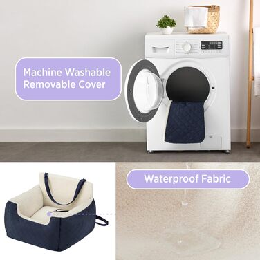 Автокрісло для собак Lesure - блакитне, для маленьких собак, з поворотком для повідка, водовідштовхувальне