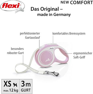 Рулетка для собак Flexi New Comfort XS, 3 м, рожева