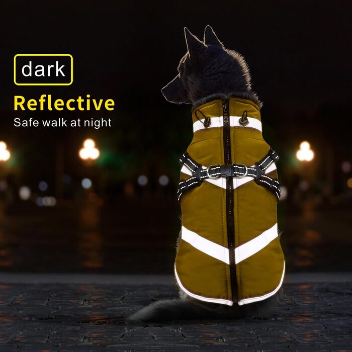 Водонепроникні куртки для собак, зимові теплі куртки для собак, одяг для домашніх тварин з відбиваючими елементами, куртки для собак у холодну погоду, затишні костюми для снігу, куртки та жилети для собак маленьких, середніх та великих порід (жовтий, 5XL)