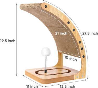 Преміум кігтеточка для котів з міцним матовим каркасом та іграшкою-обертом, вертикальна кігтеточка для дому, знімний картон для котів