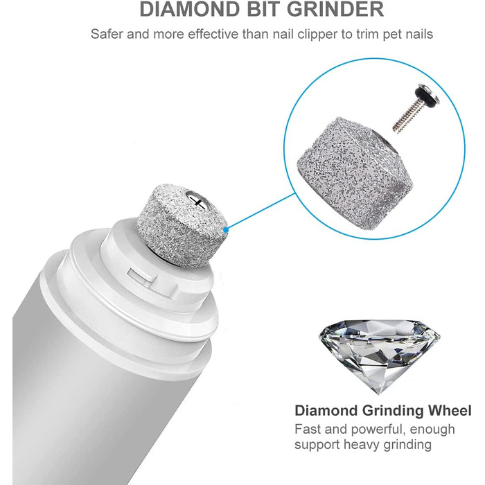 Шліфувальник для собак та котів Casifor з LED-підсвіткою, тихий, для маленьких та середніх порід, чорний & LED (головка для шліфування & контейнер для збору пилу)