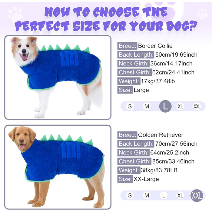 Рушник для собак з мікрофібри, швидковисихаючий, регульований, надпоглинутий, для середніх та великих собак, легко одягається (Сіро-зелений, XXL)