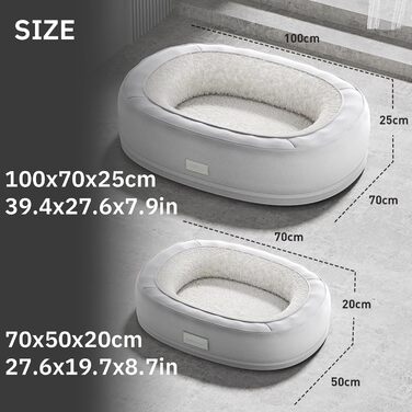 Ортопедичне ліжко для собак, кругла форма, Donut-дизайн, антистресове подушення, ліжко-софа для собак та котів, тепле зимове, з пам'яті ефекту піна, кошик для собак, м'яке покриття, сірий колір, розмір L