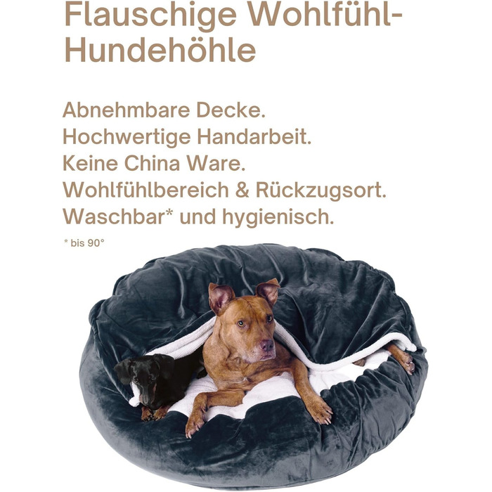 М'яке ліжко для собак Lous®, печеринка для собак, прання, великі та малі собаки та коти, ліжко для котів, знімний ковдру (Бежевий, L B-варіант (приблизно 72 см))