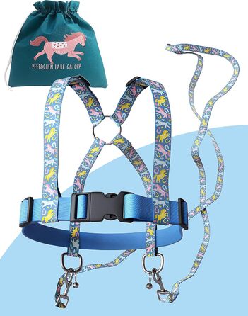 Jubi® Синя поводи для коней для дітей - регульовані розміром для ідеальної посадки та сумка для зберігання - екіпірування для коней для дітей/іграшки для коней