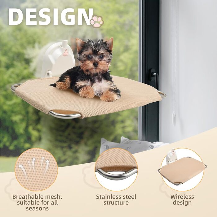 Кішка гамак для вікна ITSOGOO, розкладне ліжко для котів з міцними присосками, м'яка підвісна лежанка для котів, до 25 кг, 46x30 см