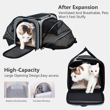 Транспортна сумка для котів та собак PETCUTE, складана переноска для тварин з підкладкою, шлейкою, дихаюча сумка для автопоїздок, чорно-помаранчевий колір