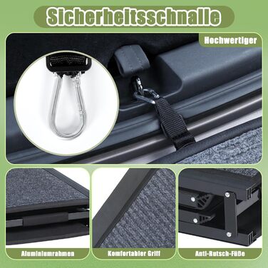 Рампа для собак SMONTER 160 см, автоматично складається, з антиковзким покриттям, для авто, вантажівок та SUV, чорна