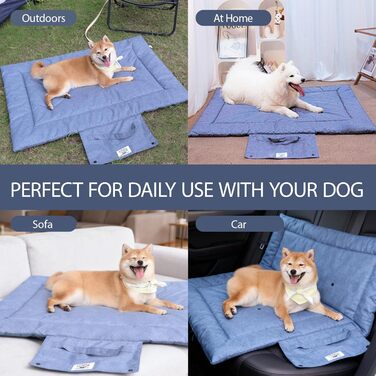 Килимок для собак у подорожі, 70 x 50 см: водовідштовхуючий, неслизький, для авто, багажника (синій, S)