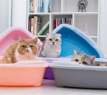 Кутовий туалет для котів NESPIQ, низький, без бризок, для кошенят, домашніх котів і кроликів, пластиковий, бежевий