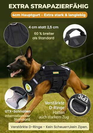 Шлейка для собак EpicRove RoveVest Air, чорна, L – легка, дихаюча, регульована, для прогулянок та активного відпочинку