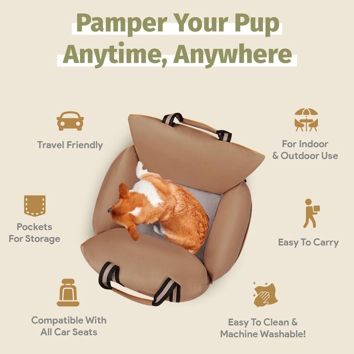 Водонепроникне ліжко-підвищення для собак в авто, переноска для собак, мокка