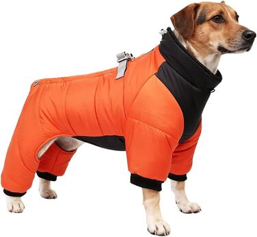 Зимовий теплий куртка для собак з D-початком, водонепроникний, флісова підкладка, для маленьких та середніх порід, оранжевий, 3XL
