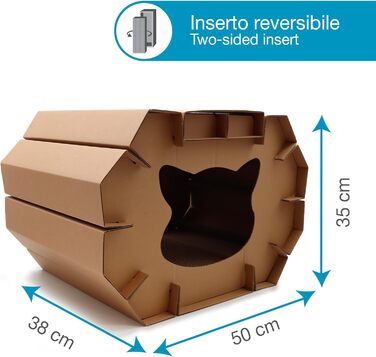 Котячий когтетоп Croci з картону, 2-ярусний, для дорослих котів, 50x38x35 см, 1 шт.