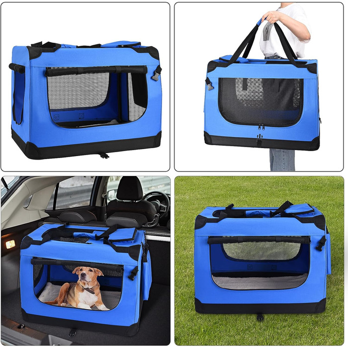 Транспортна переноска для собак PISPET, складана, 80x55x55 см, блакитна