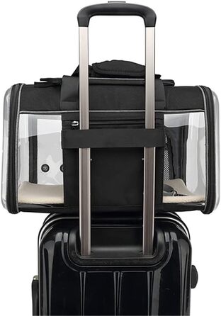 Транспортна переноска для собак та котів, чорна, 48x29x30 см, складана переноска для тварин