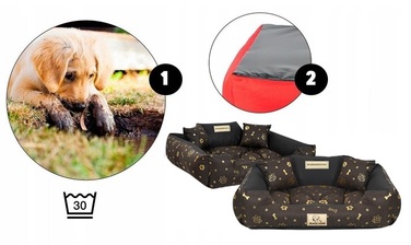 Лежак для собак King Dog вологостійкий, коричневий, розмір M, із силіконовою іграшкою-кулькою