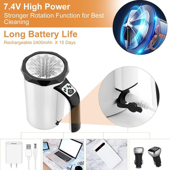 Автоматичний мийник лап для собак MYPIN, 2-в-1 з м'якою силіконовою щіткою, для великих собак та котів (чорний)