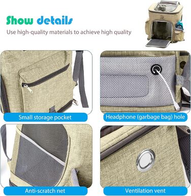 PETCUTE Рюкзак для собак і котів, складаний, з знімною підкладкою, дихаючий, з регульованими ременями, сумка для подорожей на відкритому повітрі (жовтий)