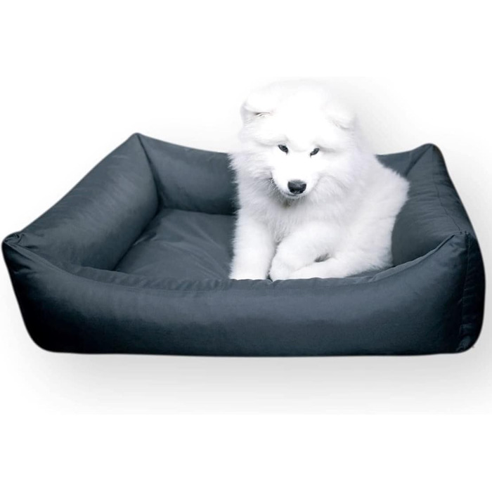 Водонепроникне собаче ліжко 4L Textil Koko для великих собак, корзина, знімний та пральний чохол, подушка, графіт (80x60 см, сірий)