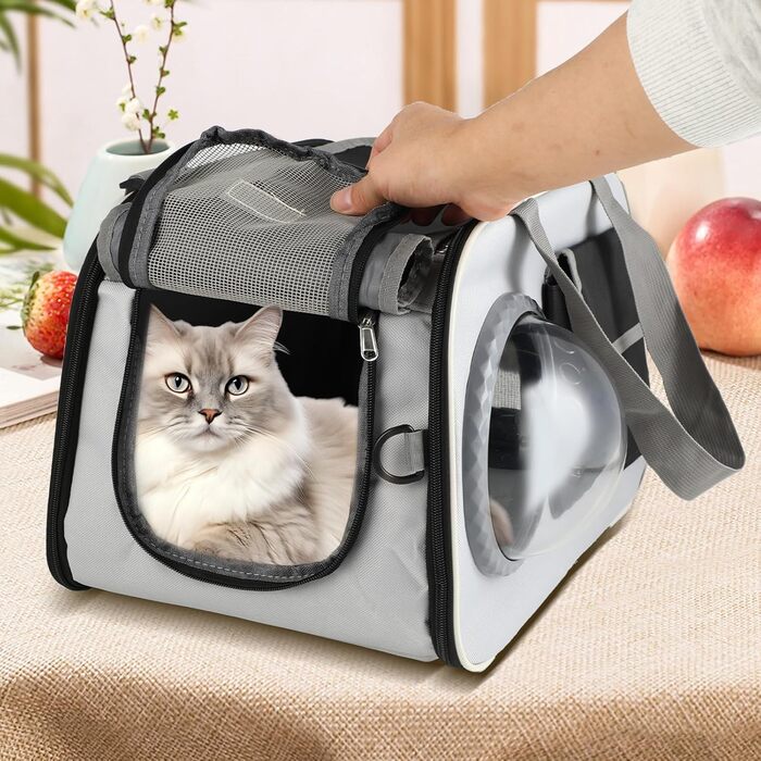 Складана переноска для тварин 45x26x28 см – для котів та собак до 8 кг – для авто, літака та поїзда, стабільна, вентильована та легка