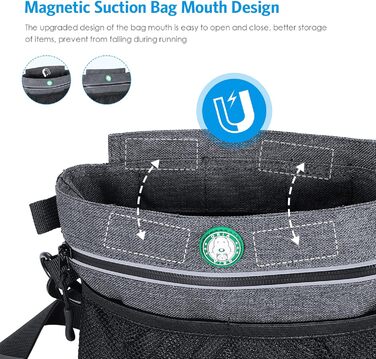 Сумка для ласощів для собак Brifit з магнітною застібкою, для тренувань, з регульованим поясом, знімною внутрішньою кишенею та дозатором для відходів, 22 x 19 x 3 см