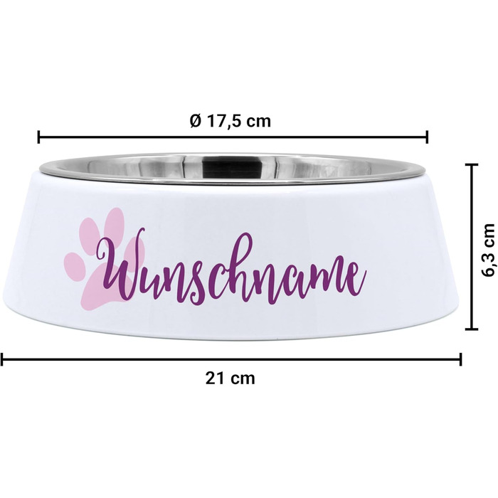 Миска для корму для собак з іменем PrintPlanet® - персоналізована миска для тварин з гравіюванням (Layout 1)
