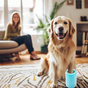 Портативний очищувач лап для собак Doggo-Twist, силіконові щітки, Ø5/6/7 см, для чищення бруду на лапах, Оранжевий M