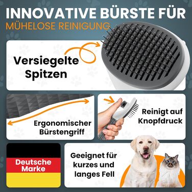 Набір щіток для котів та собак: для короткої та довгої шерсті. Включає ножиці для кігтів, зменшує випадіння шерсті, забезпечує блискуче хутро, легко очищаються натисканням кнопки. (Сірий)